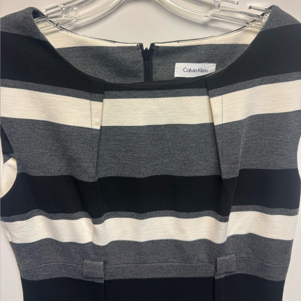 Calvin Klein Black and Gray Striped Dress